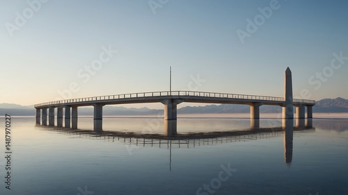 Wallpaper Mural Bridge over water reflecting in calm water under a clear sky. Torontodigital.ca