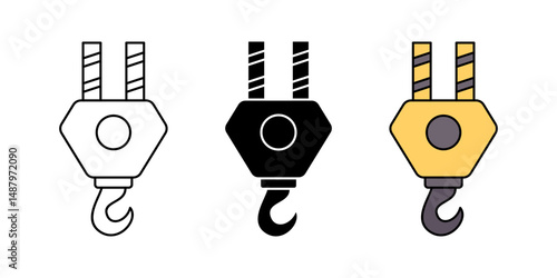 crane hook icon set. modern design isolated on white background
