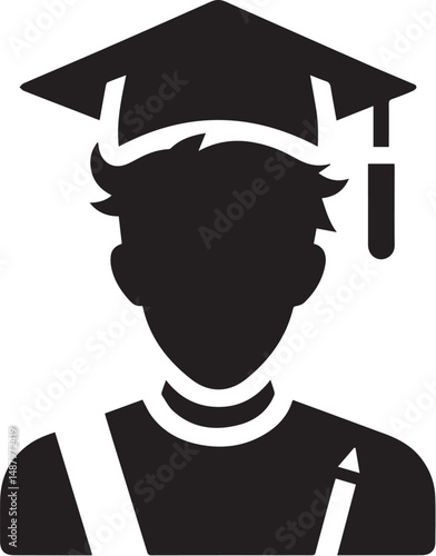 young boy student silhouettes vector
