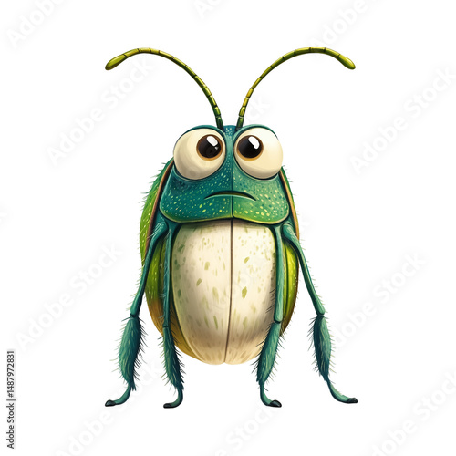 Cute Green Beetle Bug Illustration Transparent Background

