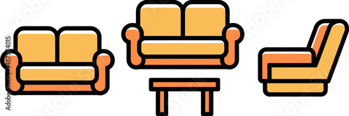 Living room furniture layout icon – Ideal for interior design guides, home decor apps, or furniture showroom ads.