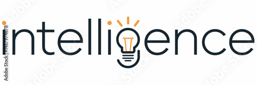 Light bulb replacing letter in intelligence text – Ideal for education, innovation, or tech branding