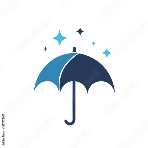 Umbrella raining glowing stars downward