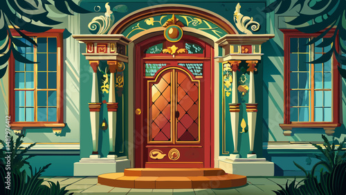 elegant vintage door in an old house.