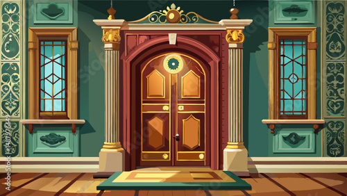 elegant vintage door in an old house.