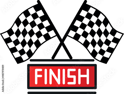 Finish Line Banner with Checkered Flags – Victory Race Design for Motorsports, Marathons & Events