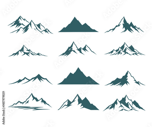 Twelve Mountain Range Silhouettes for Design Projects