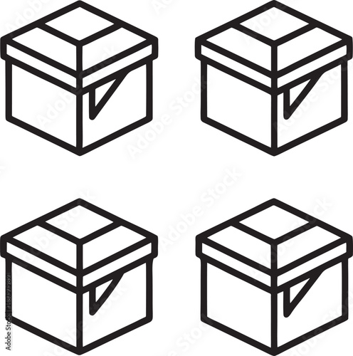 sat a box line art design on black and white.