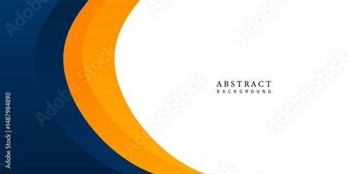 Modern curved abstract background with orange and blue overlapping shapes, dynamic business design.