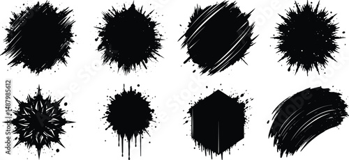 set of ink blots brush