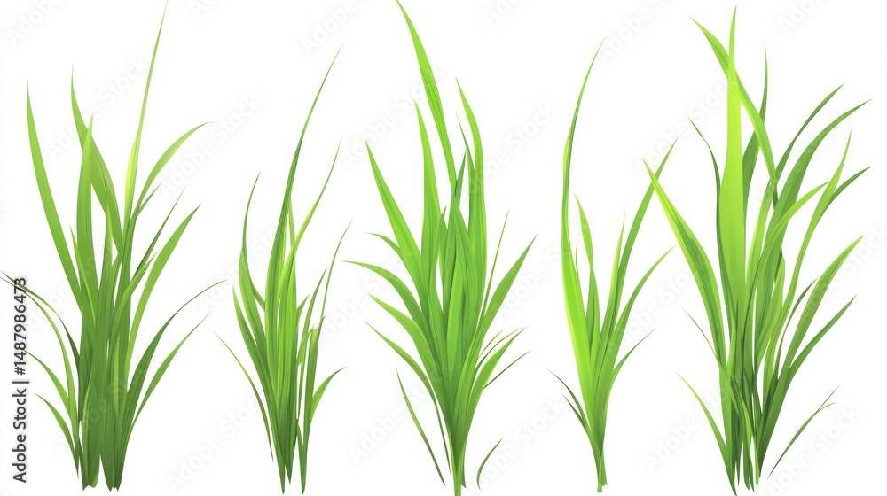 Fototapeta premium Collection of Lush Green Grass Blades