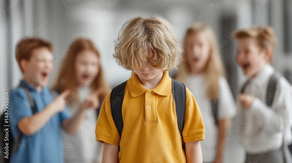 Fototapeta premium Child Feeling Lonely While Others Laugh