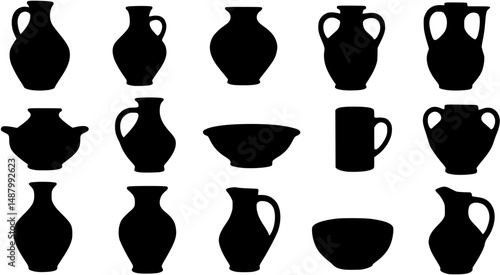 Black silhouettes of pottery

