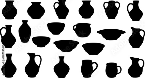 Black silhouettes of pottery
