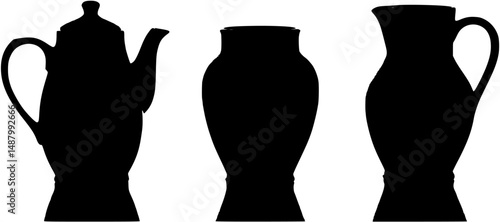 Black silhouettes of pottery
