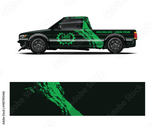 Custom Green and Black Truck Wrap Design Template