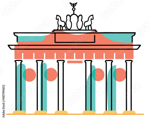 Brandenburg Gate in Berlin Germany vector detailed  illustration icon 