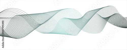 Bilde på lerret Abstract gradient grey wavy flowing dynamic smooth curve lines background