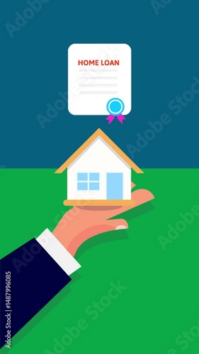 Hand holding a house, representing the moment of getting a home loan approved by the bank. 