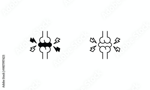 Joint Pain icons set Line and Glyph black vector icon stock illustration