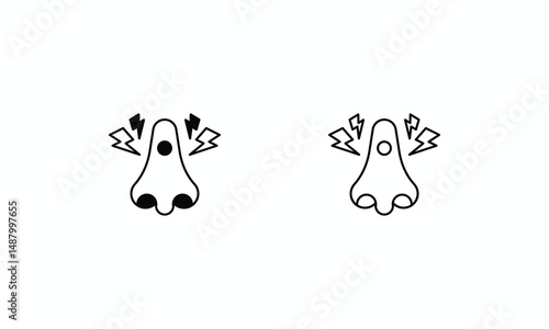 Nasal Congestion icons set Line and Glyph black vector icon stock illustration