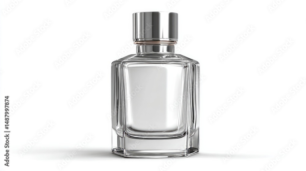 Minimal perfume bottle template on white background Isolated mockup for branding and beauty industry Minimal perfume bottle template on white background Isolated mockup for branding and beauty industry
