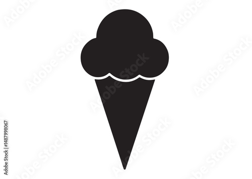 Cone Ice cream logo silhouette vector, Ice cream logo icon silhouette, black silhouette ice cream soft logo design, vintage black and white ice cream silhouette vector isolated on white background