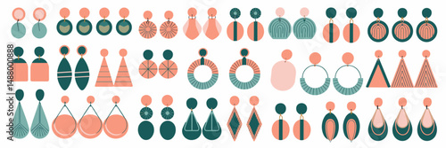 Vector grid layout of stud, hoop, and drop earrings – Perfect for digital product mockups, jewelry catalogs, or design presentations.