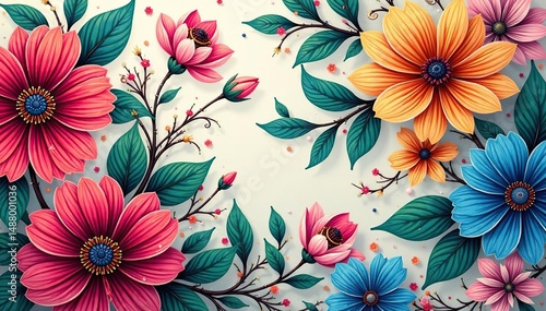 Intricate floral motif creates a flowing, continuous design , illustration, seamless pattern, endless