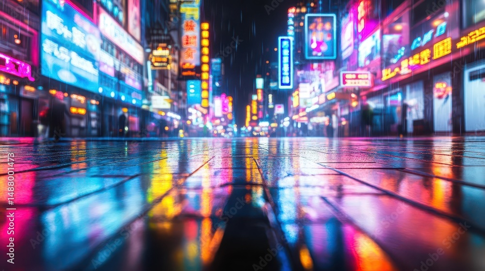Vibrant City Street Illuminated by Neon Lights at Night Showcasing Urban Architecture and Lively Atmosphere Filled with Energy and Colorful Displays Vibrant City Street Illuminated by Neon Lights at Night Showcasing Urban Architecture and Lively Atmosphere Filled with Energy and Colorful Displays