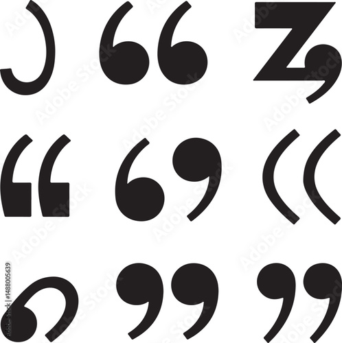 a sat of Comparison of Various Punctuation Marks and Symbols in Typography