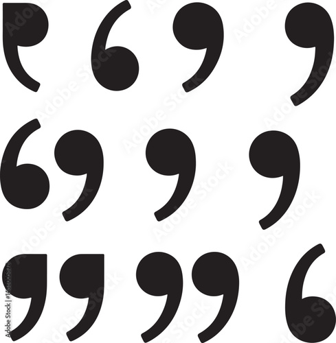 a sat of Comparison of Various Punctuation Marks and Symbols in Typography