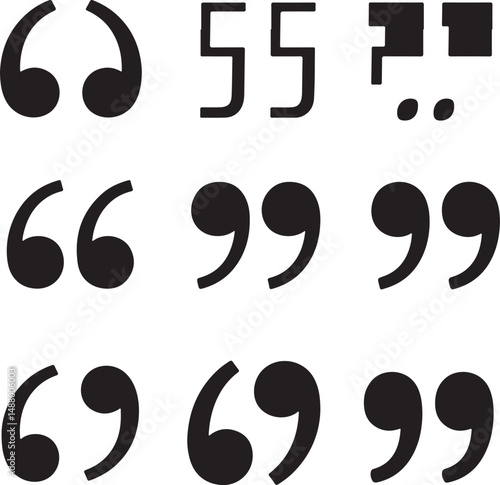 a sat of Comparison of Various Punctuation Marks and Symbols in Typography