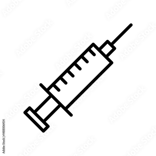 Vector Illustration Displaying a Minimalistic Medical Syringe