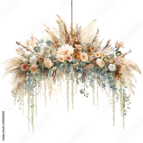  Rustic Dried Flower Wall Hanging Transparent Background