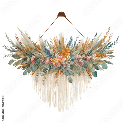  Rustic Dried Flower Wall Hanging Transparent Background