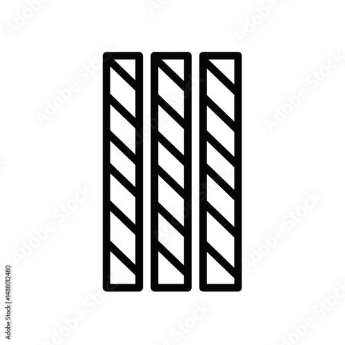 Rebar rods arranged neatly in a simple black line art style  