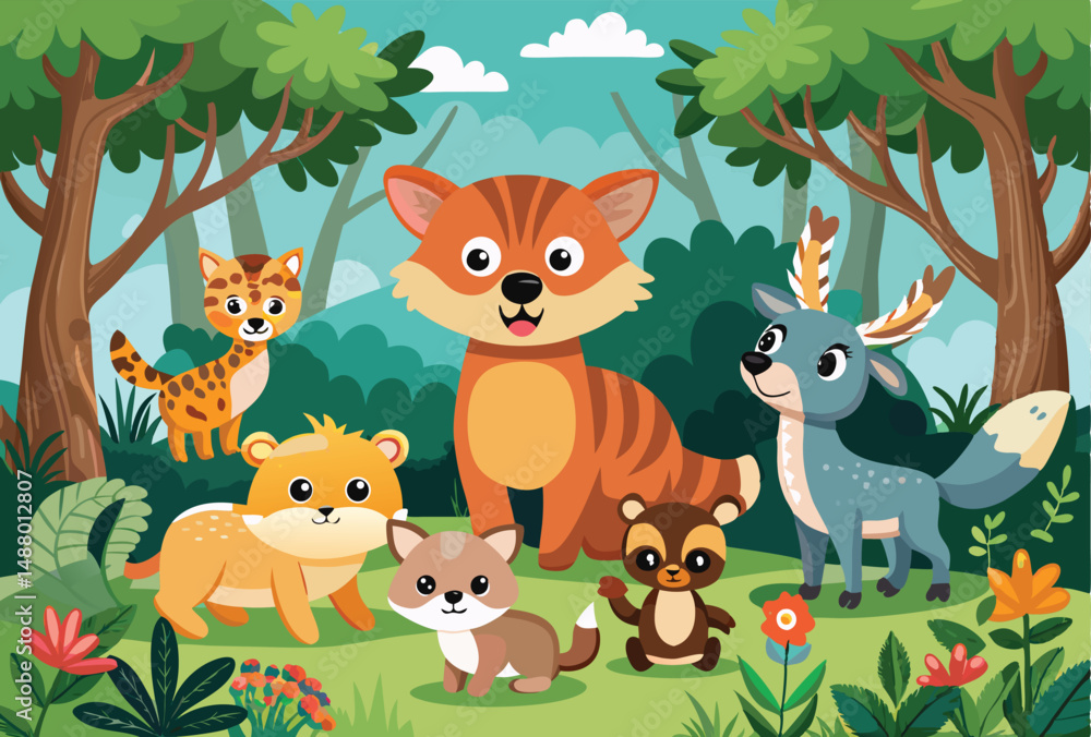 Cute wild animals in the forest Cute wild animals in the forest