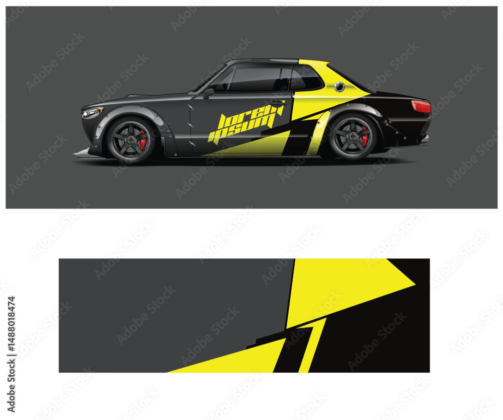 Custom Black and Yellow Race Car Design Template Custom Black and Yellow Race Car Design Template