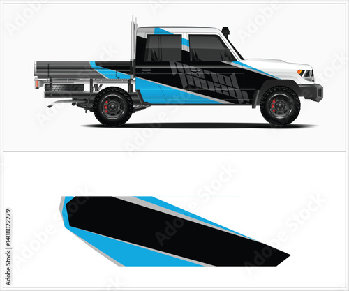 Customizable Truck Wrap Design Template Blue Black White