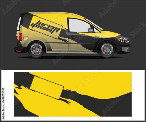 Yellow and Black Van Wrap Design Template for Branding