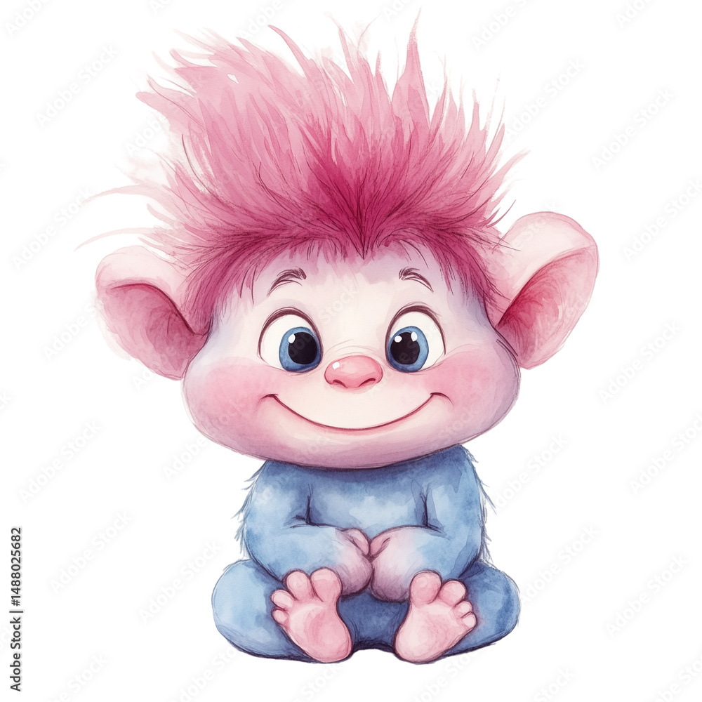 Fototapeta premium Troll With Puffy Hair Transparent Background