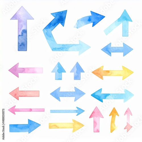 Watercolor Infographics Elements (arrows, shapes, highlights) – Used in slide decks & ebooks
