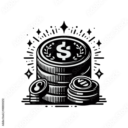 vector coin money icon on white isolated background