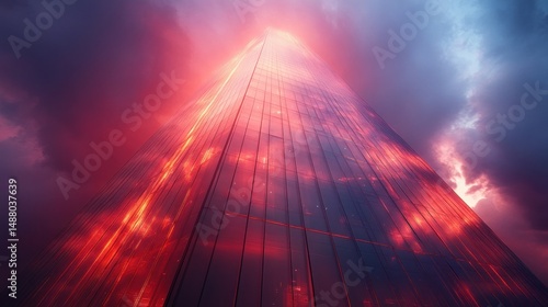 Wallpaper Mural Fiery Sunset Skyscraper: A City's Dramatic Silhouette Torontodigital.ca