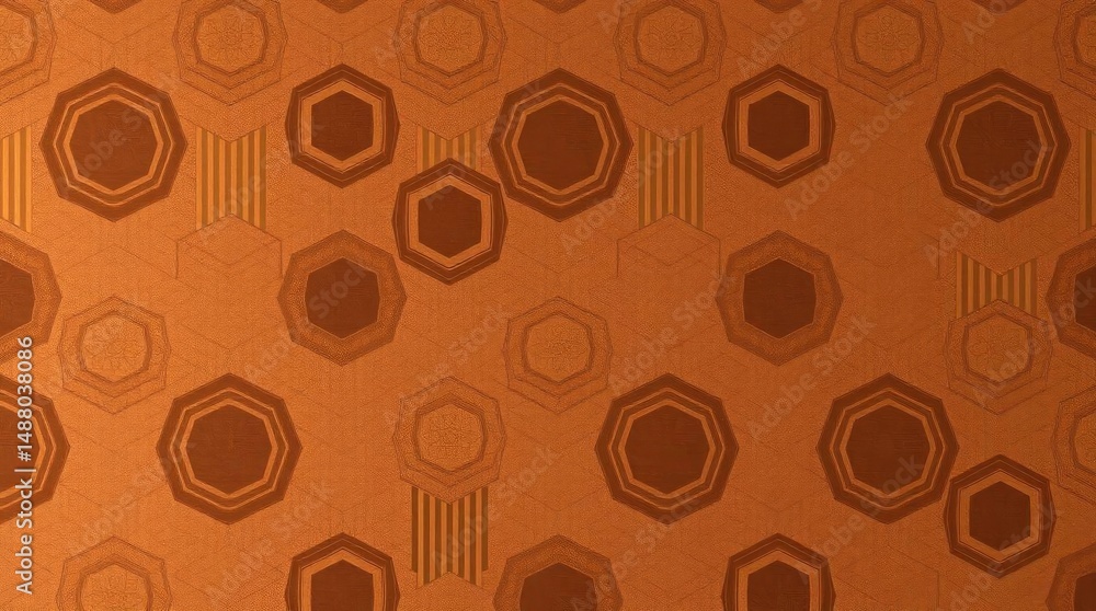 Obraz premium Geometric Octagon Pattern: Warm Brown Hues and Subtle Texture