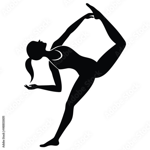 Elegant Silhouette of a Woman Performing a Yoga Pose