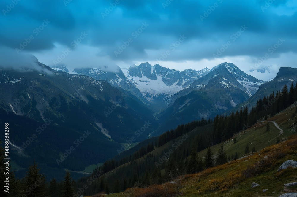 Moody Alpine Landscape View Moody Alpine Landscape View