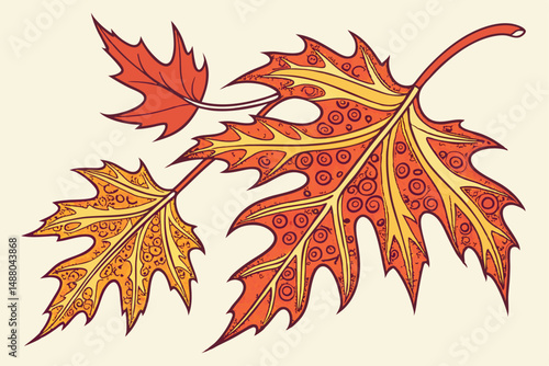 139 highly detailed, intricate, vibrant, hyper-realistic, autumn leaves, fallen foliage, rich orange, red, yellow tones, ornate patterns, abstract texture, seamless repeating motif, photorealistic, 8k