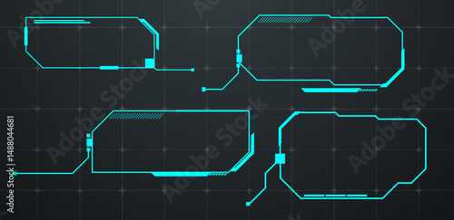 Text box technology or futuristic callout bar, blue vector editable